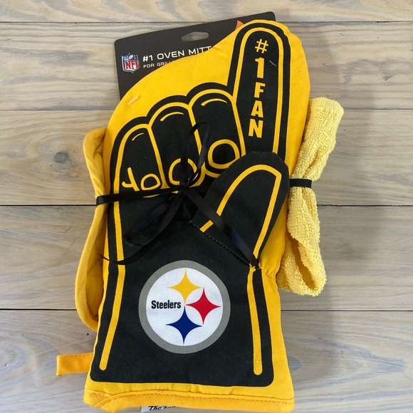 Gift Set NFL Pittsburgh STEELERS Oven Mitt Oven Pad Washcloth 3 Piece Set - Picture 6 of 16